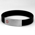 Black Silicone Bracelet & Stainless Steel Medical Tag LG